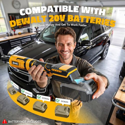 DIYtoolifz 3/8" Cordless Ratchet Wrench 95 ft-lbs with 13 pcs Socket set | Compatible with Dewalt 20V Battery, Variable Speed Electric Ratchet, 1/2" & 1/4" Adapters, and 3" Extension Bar, Tool Only