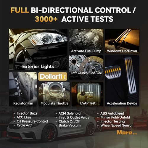Dollarfix Bidirectional Scan Tool,PF8 OBD2 Scanner Diagnostic Tool, Full Systems Scan 34+ Reset Bluetooth&WiFi, ECU Online Coding, Active Test, AutoAuth FCA SGW&Automatic VIN&Free Lifetime Upgrade - size: 8 inches Tablet