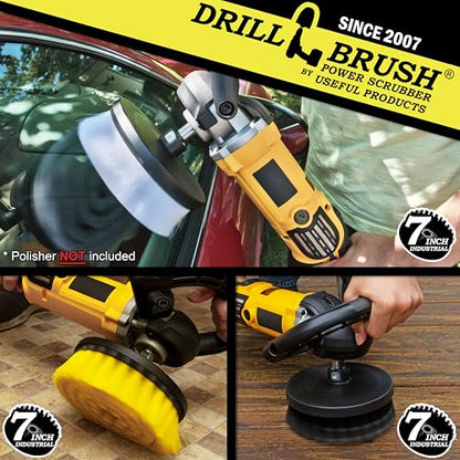 7 Inch Variety Cleaning Kit for Variable Speed Polisher – Big Cleaning Brushes for Polishing Machines/Auto Buffers – Tile Cleaner – Carpet Cleaner – Concrete Cleaner – Boat - color: Multicolor