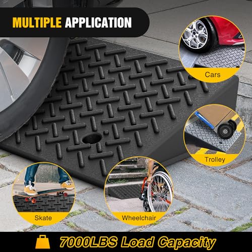 Nilight Rubber Curb Ramps, 6.3 Inches Rise Height Heavy Duty Rubber Threshold Ramp, Portable Driveway Ramps for Cars Wheelchairs Scooter Lawn Mower, 7000lbs Load Capacity, 2 Pack - size: 6.3" Rise