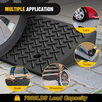 Nilight Rubber Curb Ramps, 6.3 Inches Rise Height Heavy Duty Rubber Threshold Ramp, Portable Driveway Ramps for Cars Wheelchairs Scooter Lawn Mower, 7000lbs Load Capacity, 2 Pack - size: 6.3" Rise