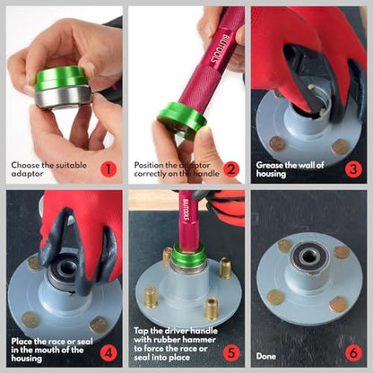 BILITOOLS Bearing Race and Seal Driver Set, 10PCS Metric (39.5-81mm) | 1 handle & 9 Adapters, Bearing Press Kit, Seal Installer Kit, Portable Storage Case - size: 10 Piece Bearing Press Kit