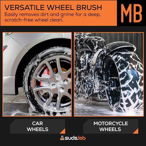 Sudslab Mini Wheel Cleaning Brush – Durable Multipurpose Rim Brush for Cars, Trucks, Motorcycles, Bicycles, Boats, Rims, Exhaust Tips, – Mini Design, Dense Bristles, All Surface Cleaner - size: Mini