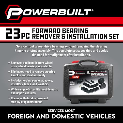 Powerbuilt Front Wheel Drive Bearing Removal and Installation Tool Set, Domestic and Import, 23 Piece Kit with Adapters - 648741 - style: 23 Piece