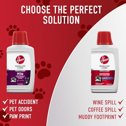 Hoover Spotless Portable Carpet + Upholstery Spot Cleaner Machine, Lightweight Shampooer Machine, Pet Stain Remover, Car and Auto Detailer, Pair with Hoover Carpet Cleaner Solution