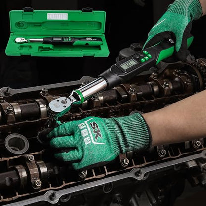 SK 3/8" Drive Digital Torque Wrench, 6.8 to 135 N-M, LED Display | Torquimetro, Four Units of Measure & Flash Notification - size: 3/8" Drive
