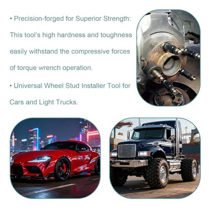 22800 Wheel Stud Installer, Effortless Automotive Wheel Stud Replacement Tool, Wheel Stud Puller, Compatible with Most All Automotive Wheels and Light-Duty Truck Wheel Stud
