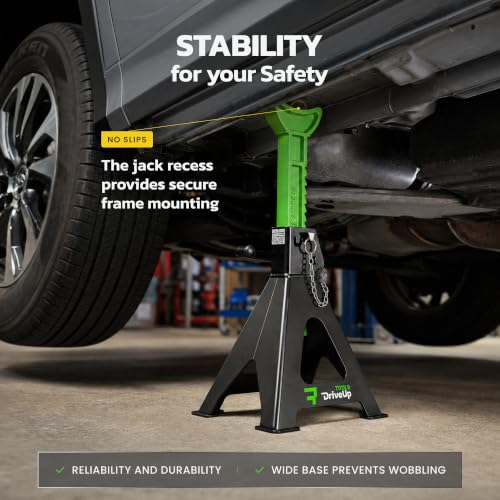 Jack Stands, 6 Ton (13,000 lbs) Capacity Heavy Duty, Double Locking Pin Safety, 14.2-23 Inch Adjustable Height Car Jack Stands for SUV, Truck, Van, Jeep, UTV/ATV - Pair (Green-Black) - size: 6 Ton