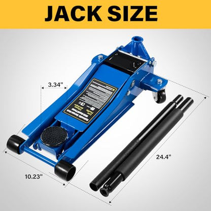 3 Ton Floor Jack Steel Hydraulic Jack with Dual Piston Quick Lift Pump | for Sport Utility Vehicle 6600 lb Capacity Blue