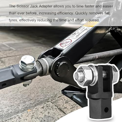 KVAEY 1/2" Scissor Jack Adapter, Scissor Jack Drill Adapter for 1/2 Inch Drive Socket or 13/16 Inch Lug Wrench, Drive Impact Wrench Automotive Sturdy Power Jacks Connector