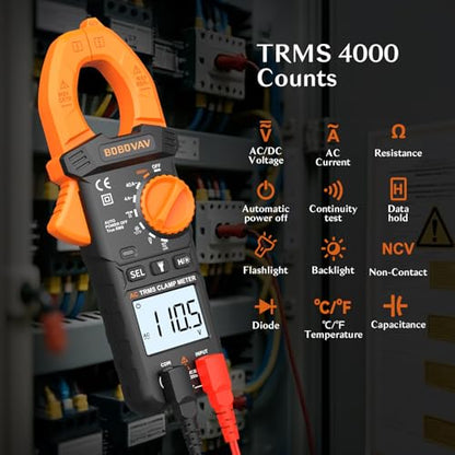 Digital Amp Clamp Meter Multimeter 4000 Counts, 600A, AC/DC Voltage - size: 600A-4000 Counts-AC Clamp Meter
