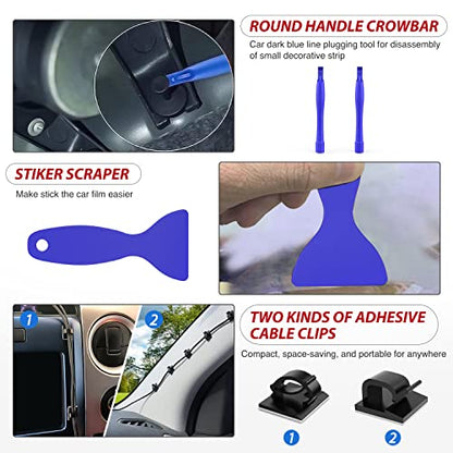 Nilight 200Pcs Trim Removal Tool, Auto Push Pin Bumper Retainer Clip Set Fastener Terminal Remover Adhesive Cable Clips Round Handle Crowbar Kit Car Panel Radio Auto Clip Pliers - color: 200 Clips+ Remover Tools Blue
