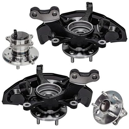 Detroit Axle - 4pc Steering Knuckles Kit for 07-09 Toyota Camry [4-Wheel ABS], 2 Front Steering Knuckles & Wheel Bearing Hubs 2 Rear Wheel Bearing and Hubs 2007 2008 2009 Replacement - size: 4UW48715/Kit