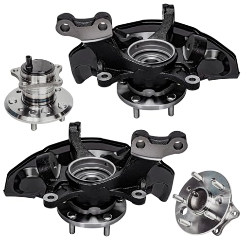 Detroit Axle - 4pc Steering Knuckles Kit for 07-09 Toyota Camry [4-Wheel ABS], 2 Front Steering Knuckles & Wheel Bearing Hubs 2 Rear Wheel Bearing and Hubs 2007 2008 2009 Replacement - size: 4UW48715/Kit