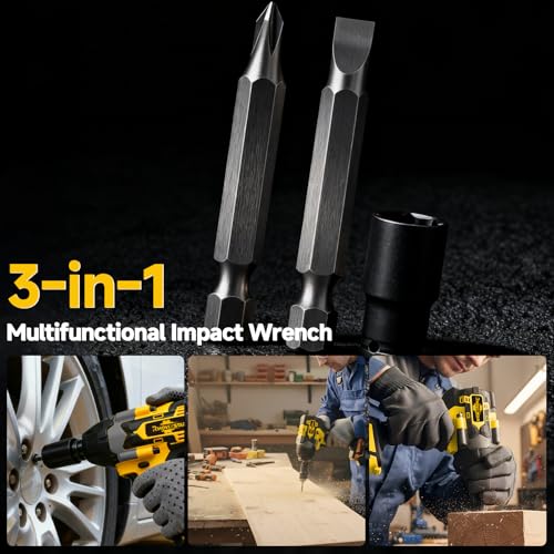 Rhovixster Cordless Impact Wrench 1/2 - 580N.M Max Cordless Impact Wrench Set with 2 Speed Adjustable, Brushless Motor High Torque Impact Guns with 2x4Ah Batteries and Charger