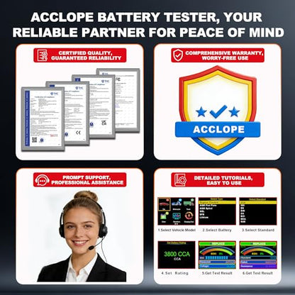 BT90 PRO 2-360Ah Battery Tester with Cloud Printing, 30-3800 CCA, 6V/12V/24V Digital Analyzer, SOH/SOC/Volt/Res/Cranking&Charging Test, Real‑Time Ambient Temp, AGM/EFB/Gel/Li - color: RED