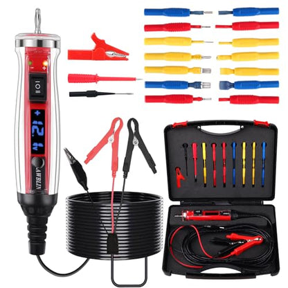 AWBLIN Power Circuit Probe Tester Kit, LCD Digital Automotive Test Light with Voltmeter, 18PCS Multi Function Auto Fuse Circuit Voltage Continuity Current Electric Tests Tool with Black Carrying Case
