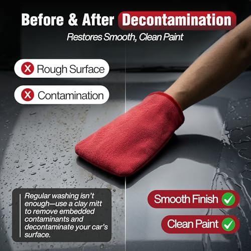 Premium Clay Mitt for Car Detailing (2 Pack) – Medium & Mesh Grade Synthetic Clay Mitt Gloves, Clay Bar & Clay Towel Alternative for Paint Decontamination on Cars, Glass, Wheels & PPF