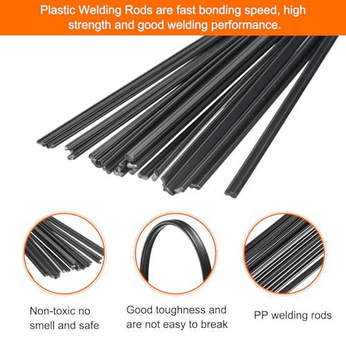 20pcs 8 Inch Plastic Welding Rods PP Welding Strips Welder Rods for Car Bumper, Kayak Repair, Plastic Welder, Black