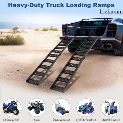 LIEKUMM 83" ATV Ramps 2-Pack, 960 lbs Capacity Folding Loading Ramps for Pickup Trucks, Heavy Duty Truck Ramps for Trailer, Lawn Mower (Black) - size: 83"L(Black/2PCS)