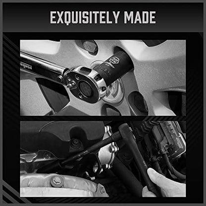 HORUSDY 50-Piece 3/8" Drive Impact Socket Set, Standard SAE (5/16 to 3/4 inch) and Metric (8-22mm) Size, 6 Point, Cr-V, 3/8-Inch Drive Ratchet Wrench, Drive Extension Bar, Impact Universal Joint - style: 50PC 3/8" Master Kit