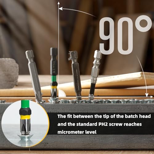 1" PH2 Anti Slip Screwdriver Bits #2 10 Pcs, 2026 New Laser Tech 360° | Magnetic Phillips Impact Driver Bit Set, Taiwan S2 Steel Salt Bath Treated, CNC Precision Fits 1/4" Hex Quick-Change Chucks - color: Phillips #2, size: 1 inch
