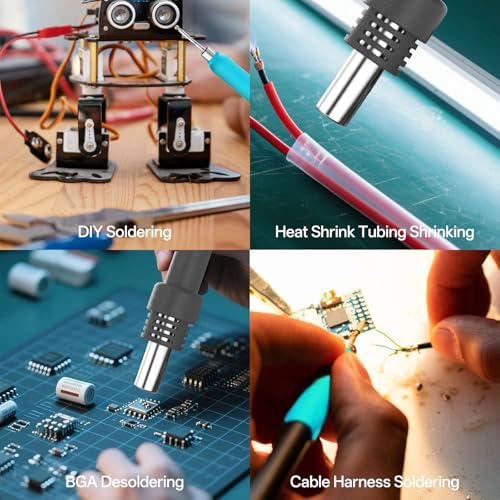 BAKON 852MX C210 Soldering Station,1000W Hot Air Rework Station with Digital Display, Precise Temp Control, ESD Safe Solder Station for SMD, BGA, PCB Electronics Repair (Includes Nozzle Kit) - color: Grey