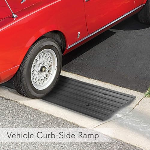 Pyle Car Driveway Adjustable Curb Ramps - 3 Pack Heavy Duty Rubber Threshold Ramp Kit Set -For Loading Dock, Garage, Sidewalk, Truck, Scooter, Bike, Motorcycle & Wheelchair Mobility- PCRBDR23 - size: 3-Pack