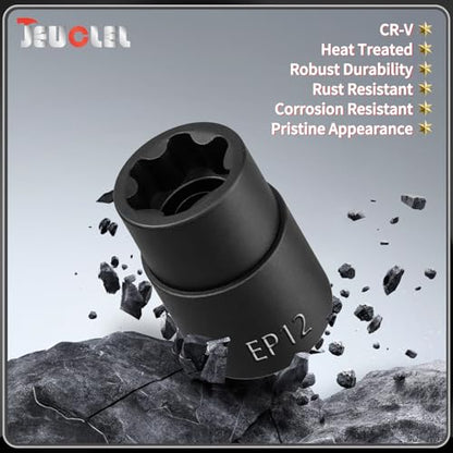 EP Socket EP12, 6 Point 3/8” Dr Female External E-Torx Plus Socket | EP Socket, Female External, E-Torx Plus Socket, External, Cr-V Steel, High Deformation Prevention - size: EP12