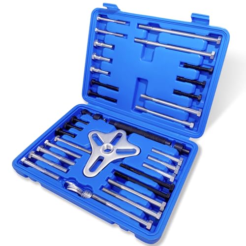 Thorstone 46pcs Harmonic Balancer Puller Set, Steering Wheel Puller, Blue - color: Blue, size: Puller