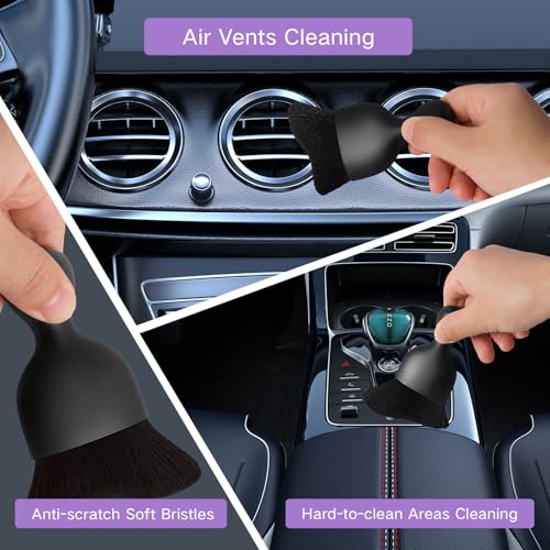 Qydipclin 10pcs Windshield Cleaner Tool, Car Window Cleaning Wash Kit with 4 Reusable Microfiber Pads 1 Spray Bottle and Extendable Handle Auto Glass Wiper Kit, Purple - color: Purple