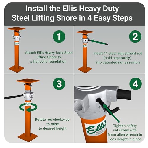 ELLIS Heavy-Duty Adjustable Steel Shore - Basement House Jack for Floor Leveling, Foundation, Beams & Concrete Bracing - 48,000 lb Capacity, 19"-32" Adjustable Support - size: 19" - 32" Adj. Safe Load Capacity (48,000 lb)