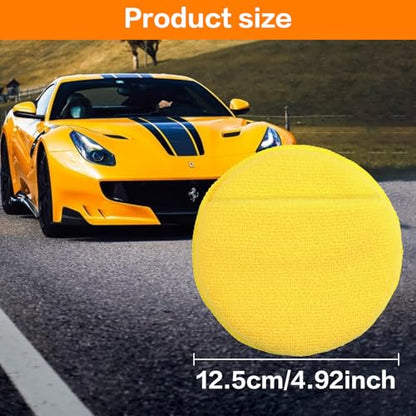 FONAROLL Microfiber Wax Applicator Pads, Car Wax Applicator with Finger Pocket, Buffing & Detail Polishing Foam Pads for Car Cleaning and Fine Polishing (5 inch, 6 Pack) (Yellow) - color: Yellow