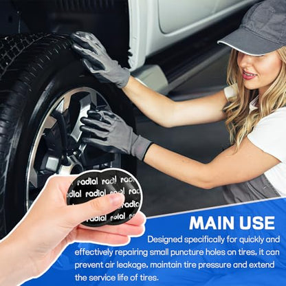 wuyaoyao 36PCS Tire Patch Kit, Dia. 3.11" (79mm) Tubeless Patches | Round Natural Rubber Tyre Patches for Fast Repair, Heavy Duty Cold Patch for Car Truck Motorcycle Bike Inner Tires - size: 79mm-36PCS