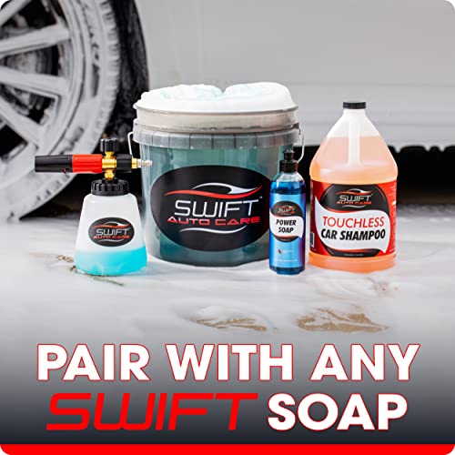 Swift Premium Foam Cannon for Pressure Washer – Heavy Duty Foam Sprayer for Car Wash | ¼ Inch Quick Connector | Adjustable Wide Mouth for Extra Thick Snow Foam | Holds 1 Liter of Soap!