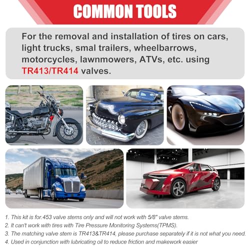 37Pcs Tire Valve Stem Tool,with TR413/414,4-Way Valve Core Removal Tool | T-Handle Puller,Push Rod&Gloves,Valve Stem Removal Tool,Quickly Replacement Tool Kit,Car, Truck, Motorcycle