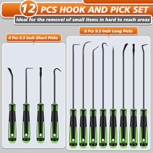 12 Pcs Pick Set Mechanic, Pick Tool Set Car Auto Oil Seal/O-Ring Seal Gasket Pick, Precision Hooks Puller Remover for Removal Remover Tools, Car Repair, Mechanical and DIY Use