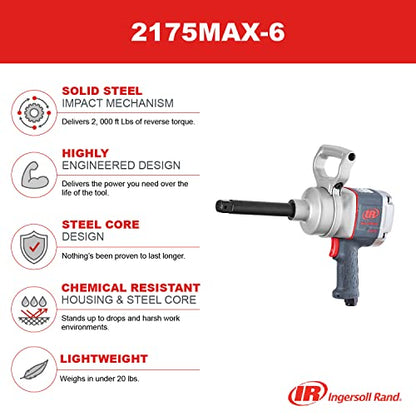 Ingersoll Rand 2175MAX-6 1” Pistol Grip Impact Wrench with Extended Anvil - style: 2175MAX-6 Ext. Anvil