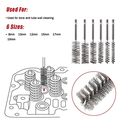 Professional Diesel Injector Seat Brush Master Cleaning Kit, Cylinder Heads Stainless Steel