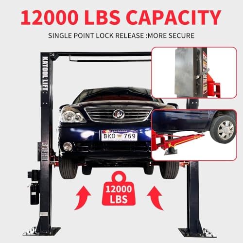 Motool 4.0HP 12000lbs Single Point Lock 2 Post Lift 220V AM120SD Car Lift Auto Lift Two Post Car Lift(AM120SD)