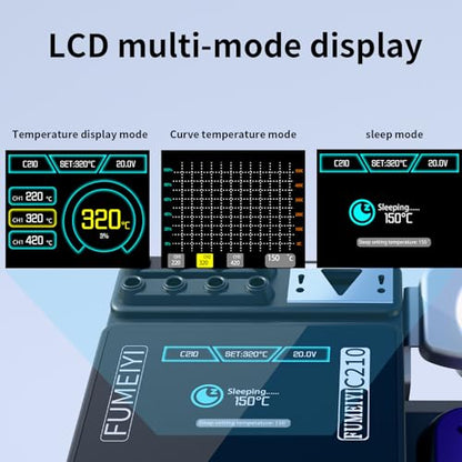 C210 Heat and Soldering Station with Intelligent Temperature Control, Constant-Temperature, Digital Display, High Power, Triple Functions for Precision Soldering Irons Electronic Soldering Kit