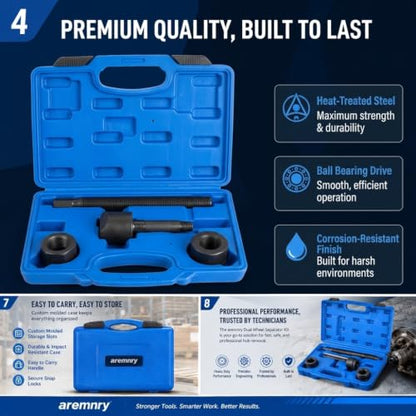 Dual Wheel Separator Tool Dually Wheel Separator for Stuck Hub Removal, Heavy Duty Wheel Separator Tool Hub Puller Fit for Truck Bus Van Trailer, One-Piece Pusher Ball Bearing Driven Kit
