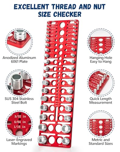 57 Nut and Bolt Thread Checker - Thread Checker Standard and Metric Bolt and Nut Identifier Gauge 21 Standard & 17 Metric & 19 Drill Gauges Thread Gauge Screw Size and Thread Gauge Inch & Metric
