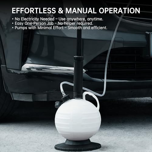 6L Manual Vacuum Oil Extractor Pump, Fluid Extractor Pump with 1 Hose and 3 Long Hard Tubes for Automotive, Marine, and Multi-Purpose Fluid Changes