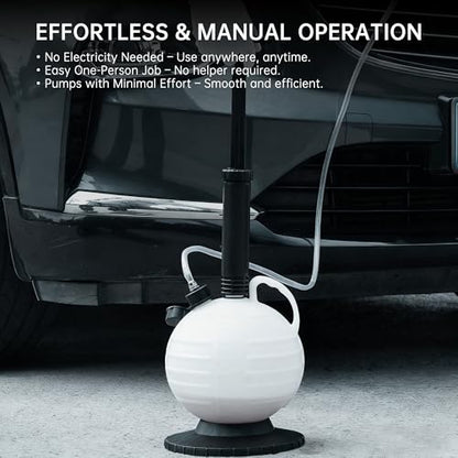 6L Manual Vacuum Oil Extractor Pump, Fluid Extractor Pump with 1 Hose and 3 Long Hard Tubes for Automotive, Marine, and Multi-Purpose Fluid Changes