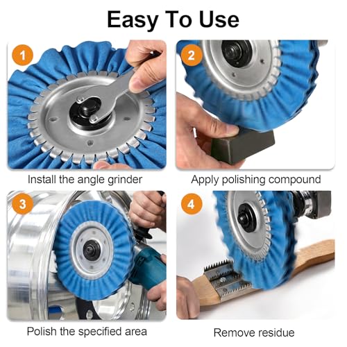 Upgrade 8" Airway Buffing Wheel, 11Pcs Aluminum Polishing Kit, Flange-Free Installation, 5/8" Arbor Hole Aluminum Metal Wheel Polishing Kit with Extension for Angle Grinder Mirror Finish