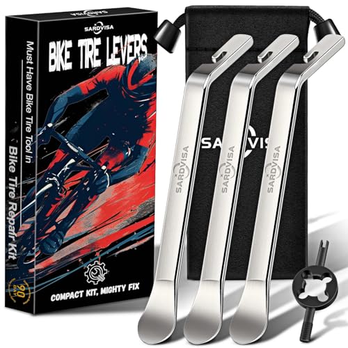 SARDVISA Bike Tire Levers| Ultra Strong Tire Levers & Stainless Steel Tire Spoons, Bike Tire Removal Tool for Road or Mountain Bike Tires, Must Have Bike Tire Tool in Bike Tire Repair Kit - size: 3-Pack Stainless Steel