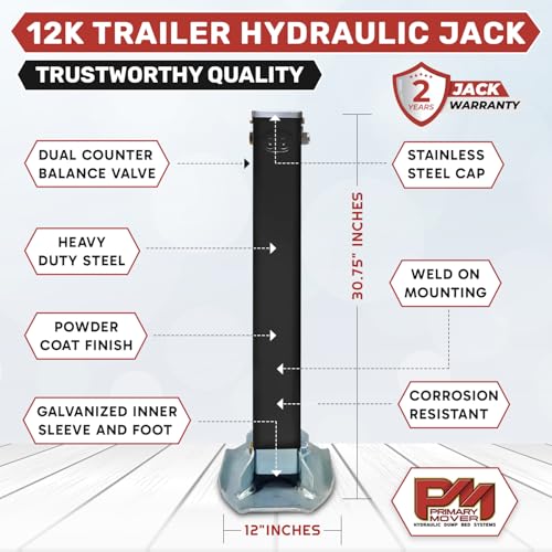 Hydraulic Trailer Jack (12,000 lb) - Power Jack 12K Double Acting, Lift Trailer Jack Stand (Bracket) (12k Weld on) PFJ-12K - style: 12k Jack "Weld on"