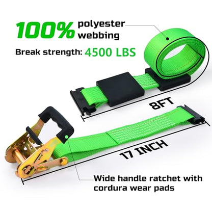 Trekassy Wheel Chock Tie-Down Kit with Rubber Blocks, (4,500lb Break Strength) Heavy Duty E Track Trailer Tire Straps for ATV, UTV, Lawn Mower- 4 Pack - size: 4 Pack