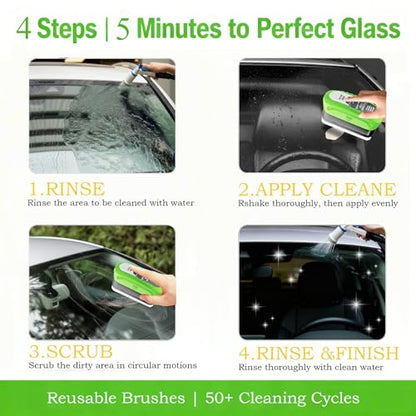 2026 Upgrade Clear Vision Windshield Cleaner with Car Window Cleaner,Automotive Oil Film Cleaning Brush for Car Windows,Clear Vision Glass Cleaner Tool for All Glass Surfaces,Reusable & Streak-Free - color: 2packs